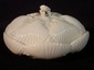 Belleek shell biscuit box with lid, first black mark, 6